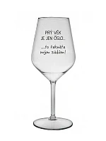 PRÝ VĚK JE JEN ČÍSLO - čirá nerozbitná sklenice na víno 470 ml