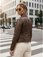 Dámska hnedá kožená bunda TY5541 - FashionStreet