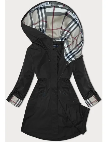 Černá bunda parka s ozdobnou podšívkou model 19709885 - BH FOREVER Černá bunda parka s ozdobnou podšívkou model 19709885 - BH FOREVER