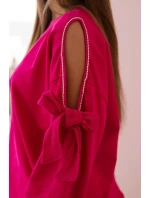 Sada mikiny s mašlí na rukávech a model 19747420 fuchsie - K-Fashion