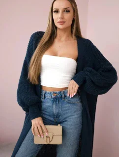 Svetr dlouhý kardigan model 21180677 denim - K-Fashion