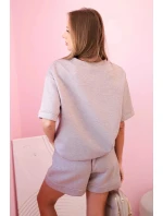 Dámska maslová súprava so šortkami s vysokým pásom béžové odlesky Dámska maslová súprava so šortkami s vysokým pásom béžové odlesky