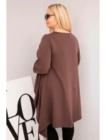 Dámska bavlnená tunika v nadmernej veľkosti s asymetrickým strihom hnedá Dámska bavlnená tunika v nadmernej veľkosti s asymetrickým strihom hnedá
