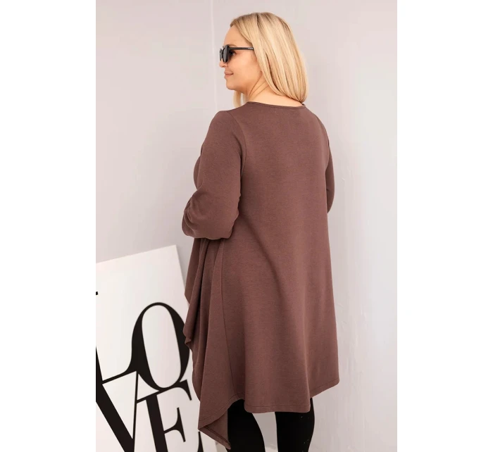 Dámska bavlnená tunika v nadmernej veľkosti s asymetrickým strihom hnedá Dámska bavlnená tunika v nadmernej veľkosti s asymetrickým strihom hnedá