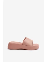 Klapki Damskie Na Platformie I Koturnie Różowe Vimarils Klapki Damskie Na Platformie I Koturnie Różowe Vimarils