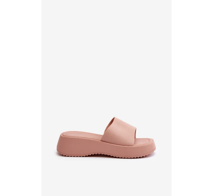 Klapki Damskie Na Platformie I Koturnie Różowe Vimarils Klapki Damskie Na Platformie I Koturnie Różowe Vimarils