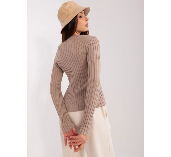 Sweter PM SW model 18909266 ciemny bezowy - FPrice Sweter PM SW model 18909266 ciemny bezowy - FPrice