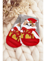 Dámske vianočné ponožky s mačkou šedej farby