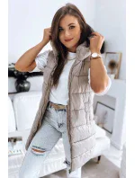 Dámská prošívaná vesta béžová model 20182832 - Dstreet Dámská prošívaná vesta béžová model 20182832 - Dstreet