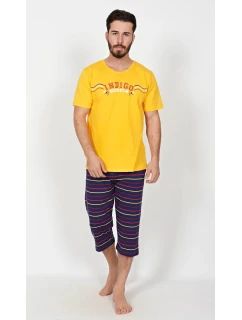 Pánske capri pyžamo Indigo Yellow s tmavomodrou - Gazzaz