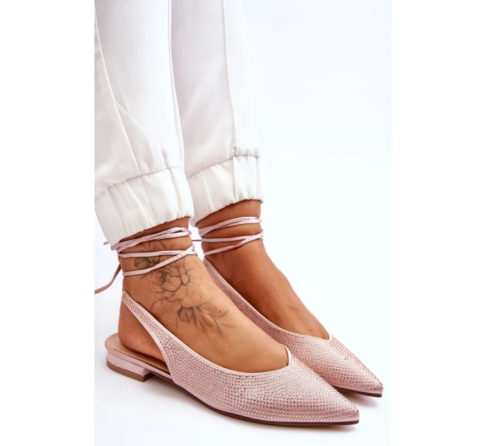 Dámske baleríny s uzlami a kamienkami 6140 Beige - Diamantique