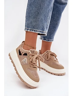 Dámske topánky na platforme A209 beige - Sweet Shoes