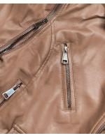 Světle hnědá bunda ramoneska vesta z eko kůže model 17789414 - FLAM Mode