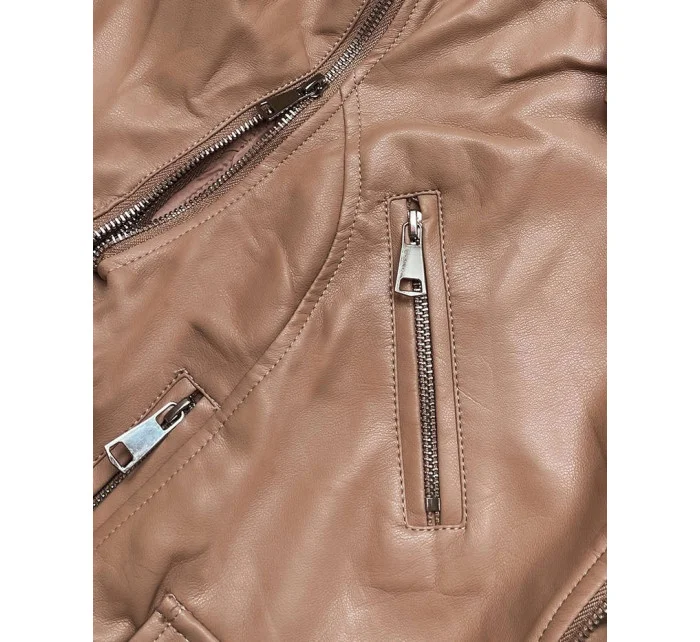 Svetlo hnedá bunda ramoneska - vesta z eko kože (FL202050)