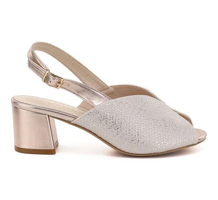 Dámské zlaté sandály na podpatku Sergio model 22121902 - LEONE