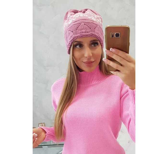 Dámska čiapka Kira K374 tmavo ružová+biela Dámska čiapka Kira K374 tmavo ružová+biela