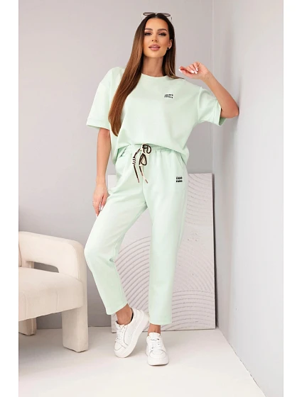 Dámský viskózový máslový komplet s krátkým rukávem a kalhotami s nohavicí model 22048861 - K-Fashion