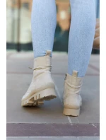 Zamszowe Traperki Botki Beżowe Layden