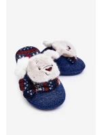 Dětské pantofle na tlusté podrážce s medvídkem modré model 21641413 - Boto