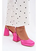 Dámské sandály na vysokém podpatku typu s páskem s krystaly fuchsiová model 22107121 - Boto
