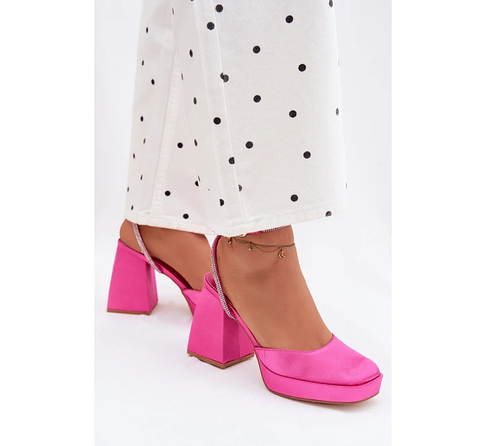 Dámské sandály na vysokém podpatku typu s páskem s krystaly fuchsiová model 22107121 - Boto