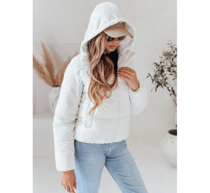 Dámska krátka páperová bunda GLAMVO s kapucňou biela FashionStreet TY4952