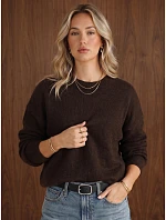 Dámsky oversize sveter s vlnou, čokoládová farba, FashionStreet MY2650