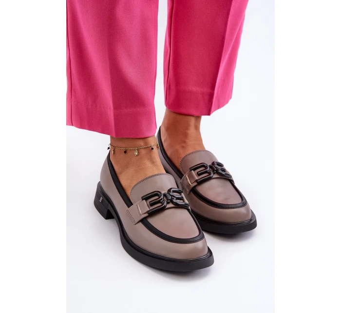 Elegantní dámské kožené mokasíny tmavě béžové model 21655398 - VINCEZA