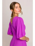 S399 Šaty s puzdrovými rukávmi - levanduľové