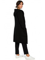 model 15098943 Dlouhý svetr s kapucí a bočními kapsami černý - BeWear