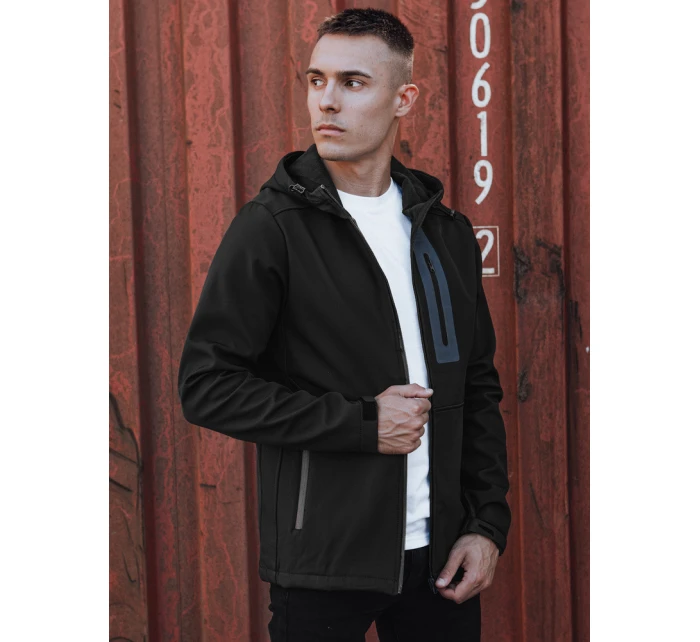 Pánská přechodná softshellová bunda s kapucí černá Dstreet model 21980008 - FashionStreet