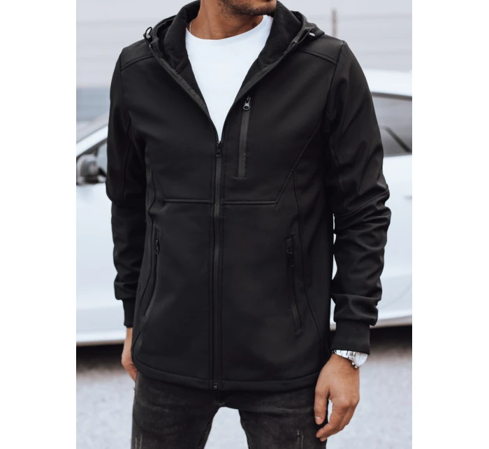 Pánska prechodná softshellová bunda s kapucňou čierna FashionStreet TX4819