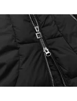Dámska prešívaná zimná bunda s kapucňou čierna (7690)