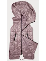 Růžová prošívaná dámská vesta s asymetrickou spodní částí model 19447207 - S'WEST Růžová prošívaná dámská vesta s asymetrickou spodní částí model 19447207 - S'WEST