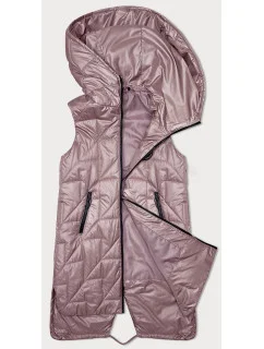 Růžová prošívaná dámská vesta s asymetrickou spodní částí model 19447207 - S'WEST