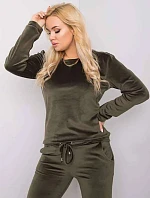 Dámske velúrové tepláky plus size khaki (6085)