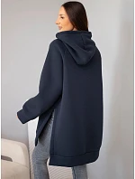 Mikina dámská oversize z bavlny s kapucí a kapsou námořnická modř Mikina dámská oversize z bavlny s kapucí a kapsou námořnická modř