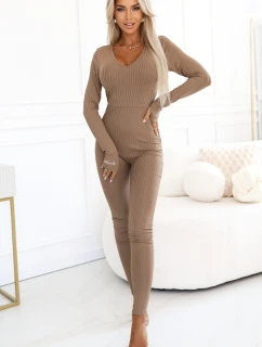 a elegantní žebrovaný dámský overal s výstřihem model 21439596 - kocula