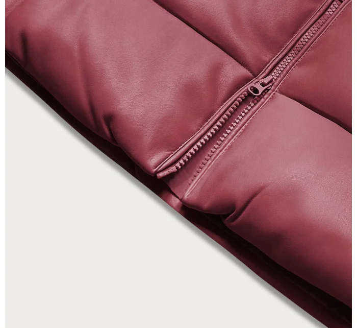 Teplá dámska vesta vo vínovej bordovej farbe z eko kože (D-3231-67)