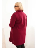Dámsky elegantný kabát s golierom a veľkými vreckami Plus Size Plum Dámsky elegantný kabát s golierom a veľkými vreckami Plus Size Plum