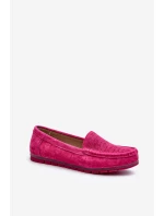 Zamszowe Mokasyny Damskie Fuksja S.Barski LR755