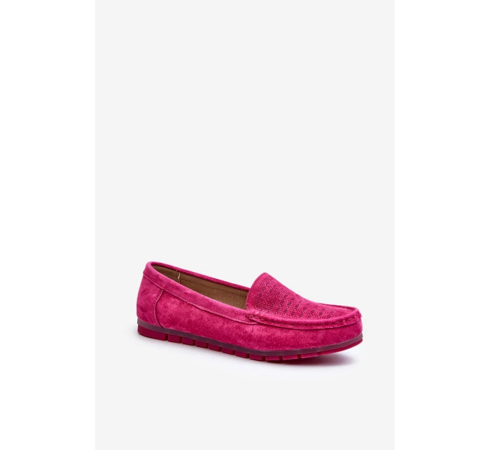 Zamszowe Mokasyny Damskie Fuksja S.Barski LR755
