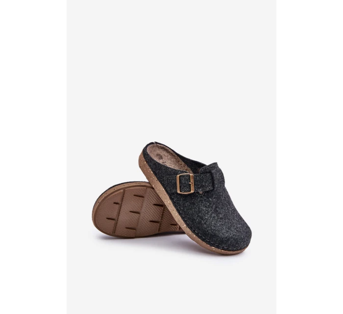 Kapcie Męskie Z Klamrą Klapki Profilaktyczne Inblu MT000012 Grafitowe