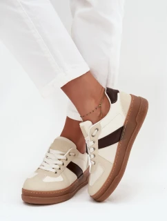 Sneakersy Damskie Na Platformie Beżowe Galivina