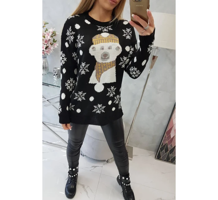 Vianočný sveter s medvedíkom čierny Vianočný sveter s medvedíkom čierny