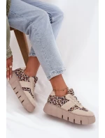 Semišové zateplené dámské tenisky na masivní platformě  béžové model 21707642 - VINCEZA