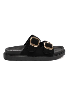 Komfortní dámské  nazouváky černé platforma