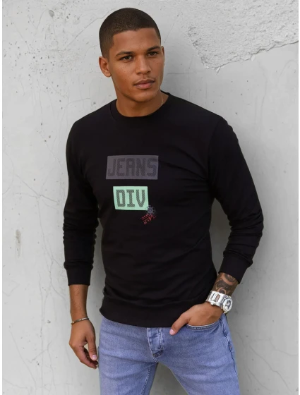 Pánska mikina s potlačou čierna FashionStreet BX5376 Pánska mikina s potlačou čierna FashionStreet BX5376