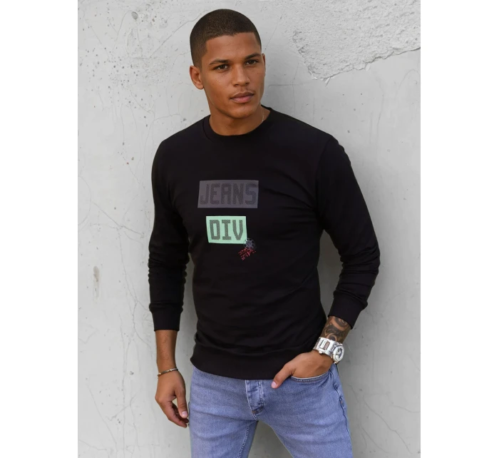 Pánska mikina s potlačou čierna FashionStreet BX5376 Pánska mikina s potlačou čierna FashionStreet BX5376