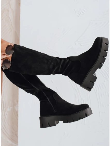 Dámské semišové kozačky na platformě černé Dstreet model 21992312 - FashionStreet